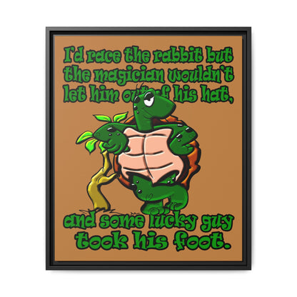 turtle race - framed canvas art (light brown)