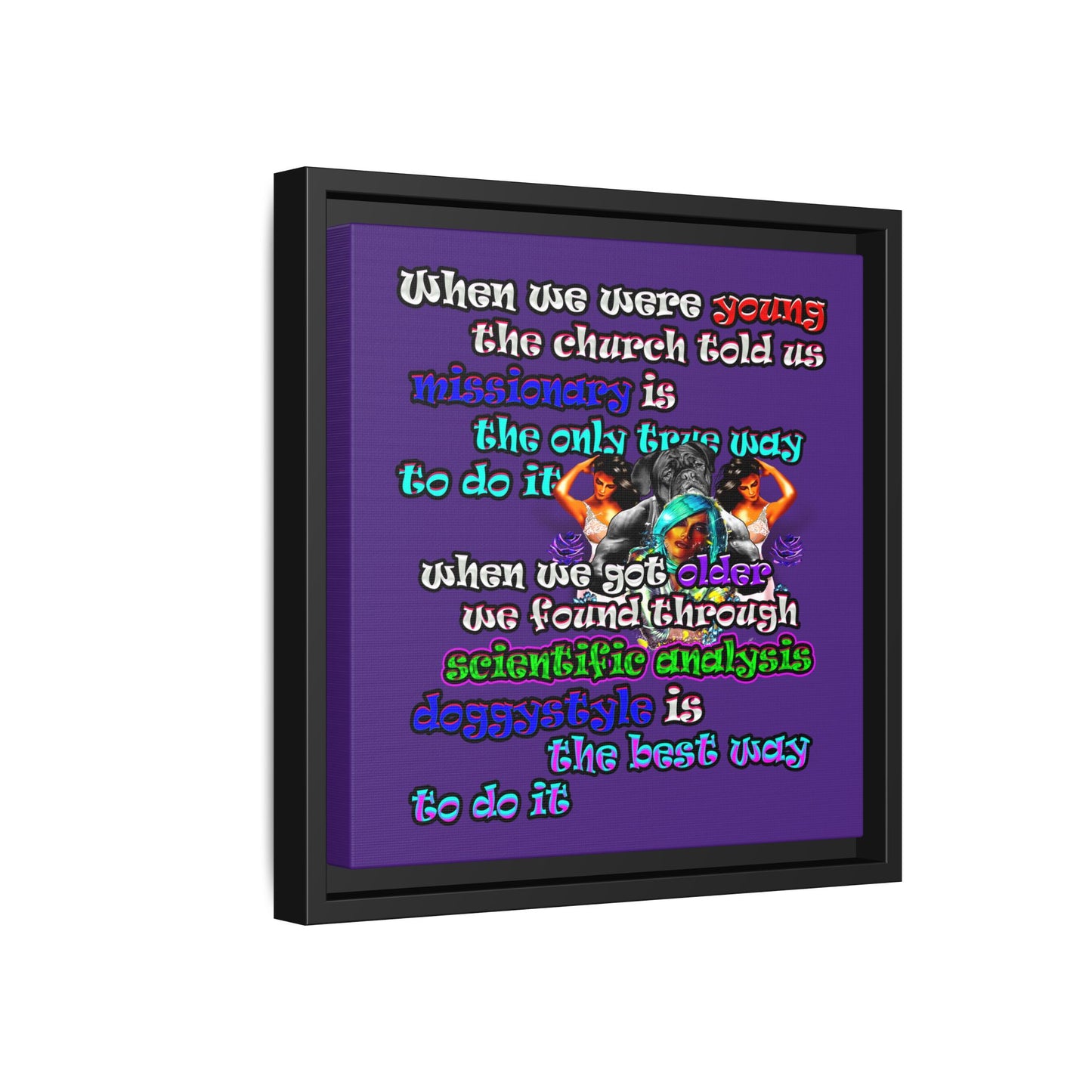doggystyle - framed canvas art (purple)