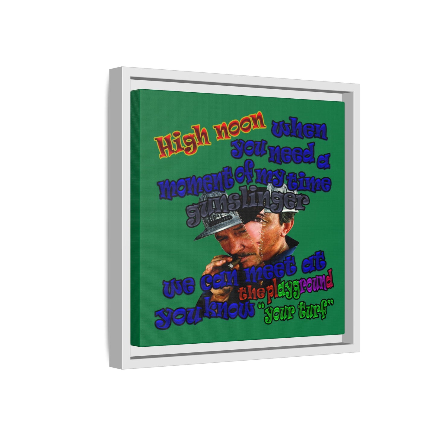 high noon - framed canvas art (dark green)