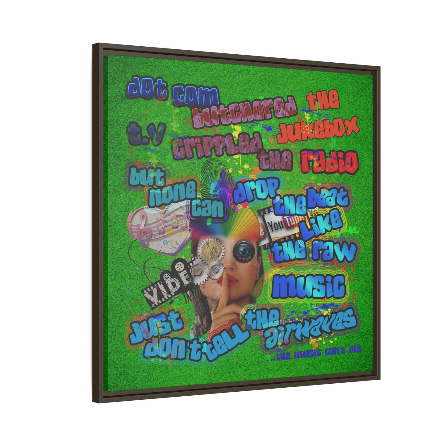 drop the beat - framed canvas art (green turf)