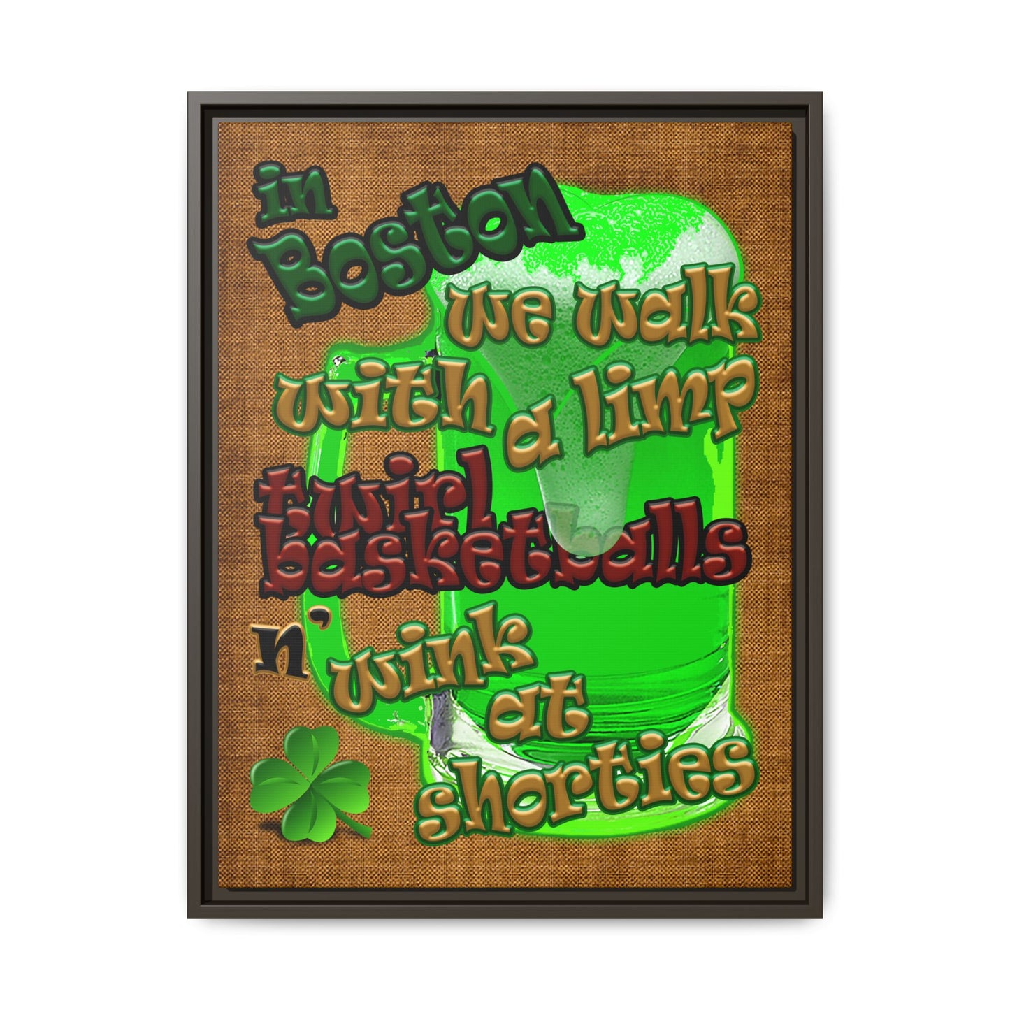 celtics logo - framed canvas art (brown papyrus)