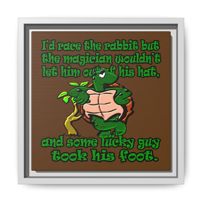 turtle race - framed canvas art (brown)