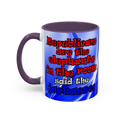 donkeys and elephants - Accent Mug (blue-white wave)