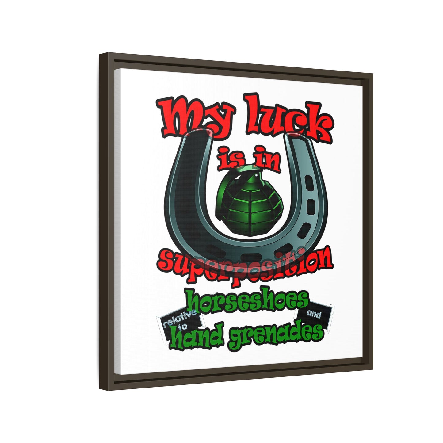 my luck - framed canvas art (white)