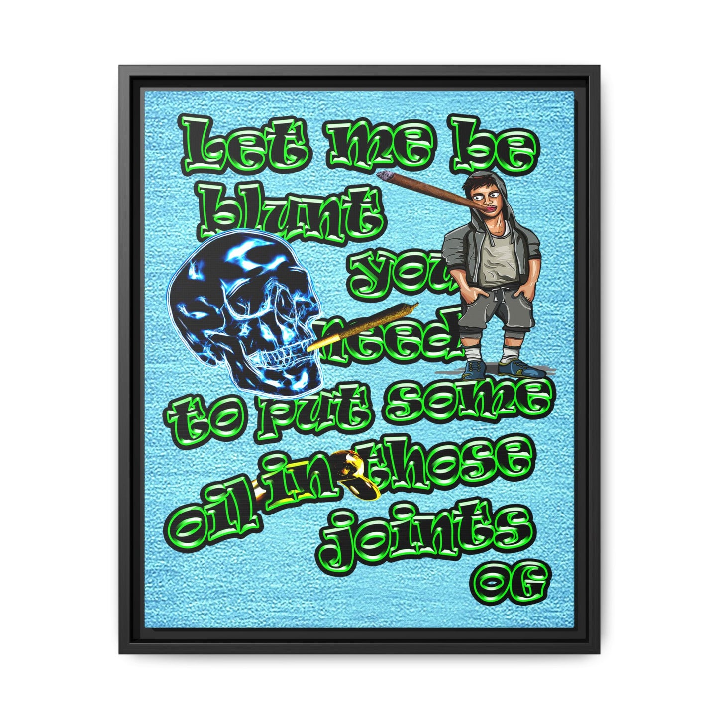 og - framed canvas art (faded blue)