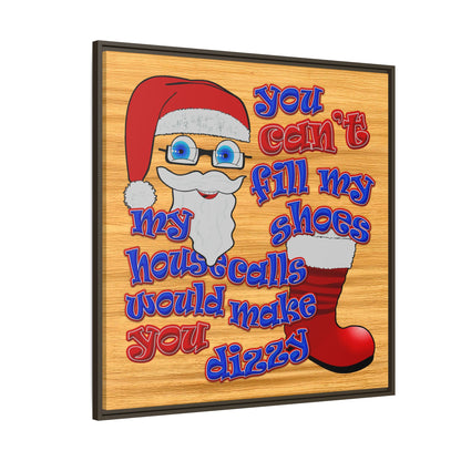 santa's shoes - framed canvas art (butterscotch wood finish)