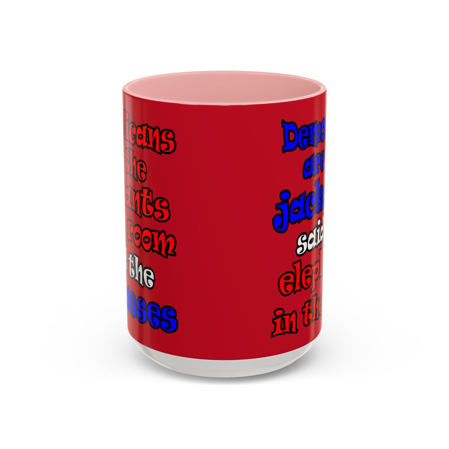 donkeys and elephants - Accent Mug (dark red)
