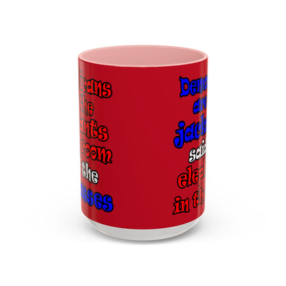 donkeys and elephants - Accent Mug (dark red)
