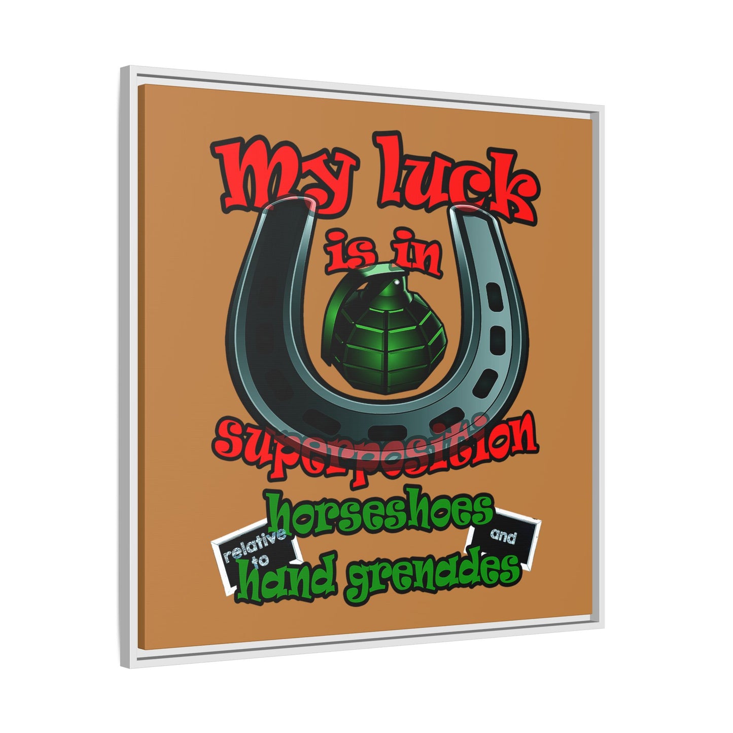 my luck - framed canvas art (light brown)