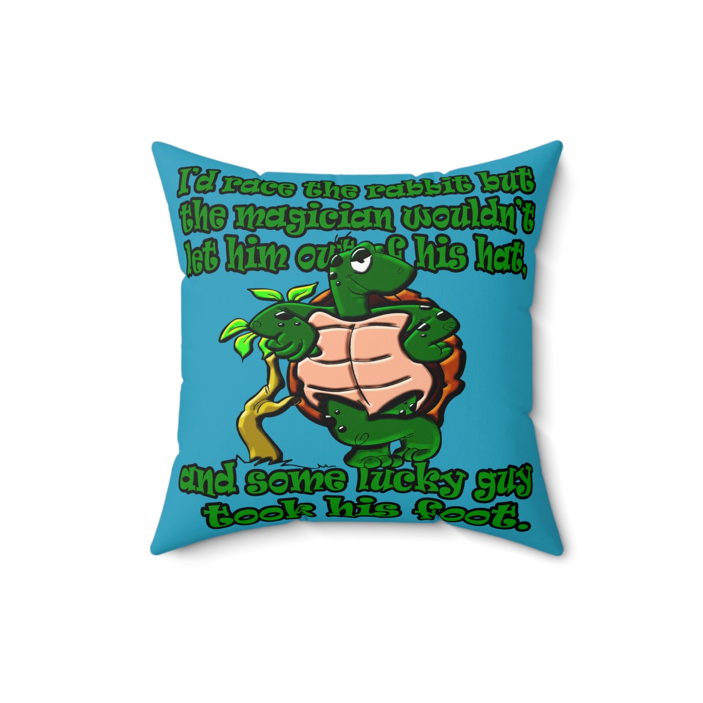 turtle race - Faux Suede Square Pillow - (turquoise)