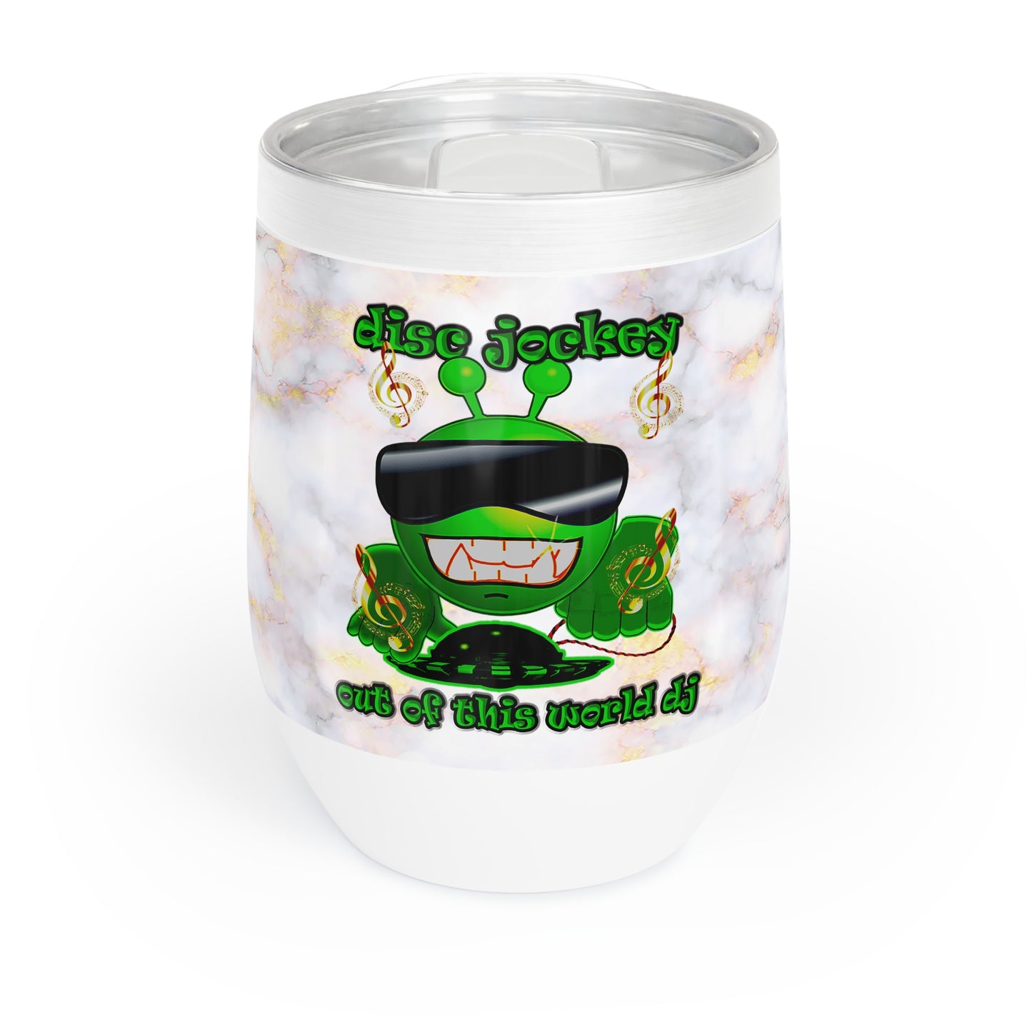 disc jockey - Chill Wine Tumbler (white marble)