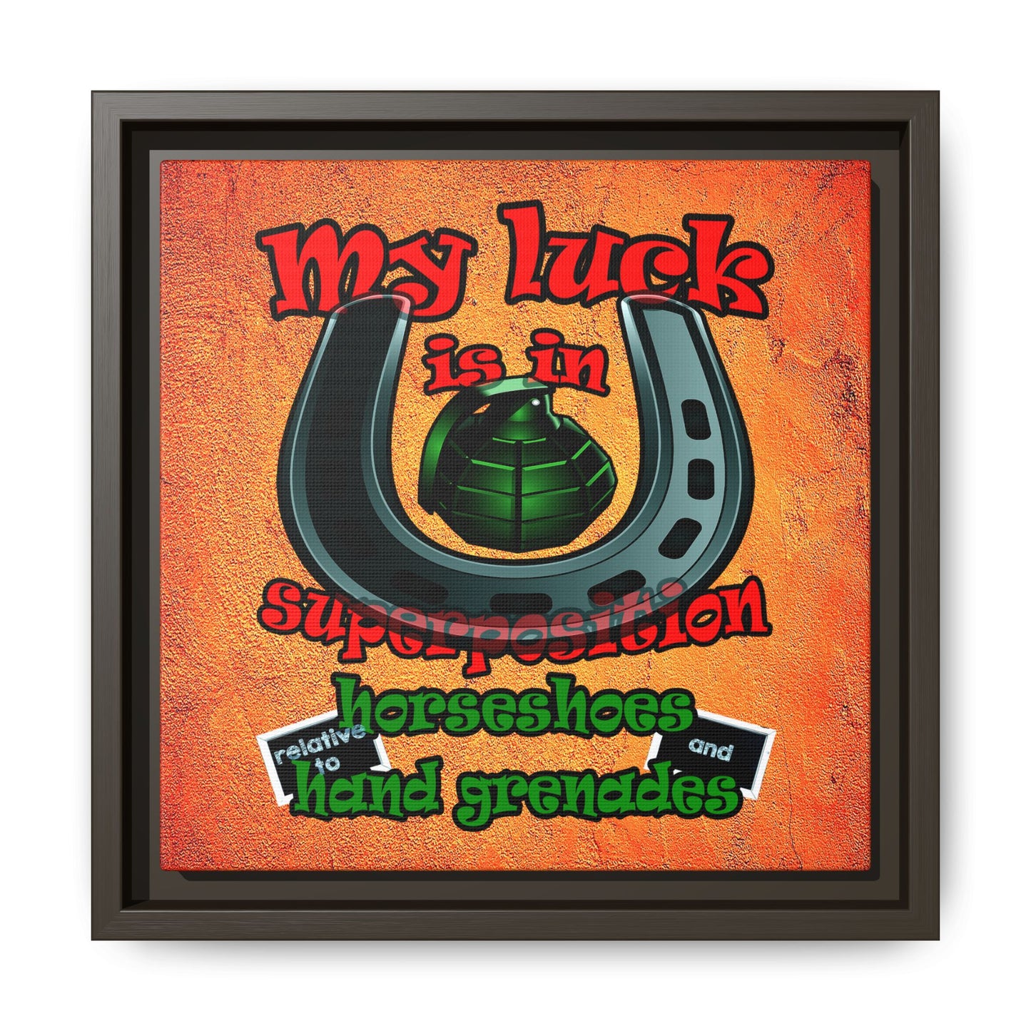 my luck - framed canvas art (burnt orange)