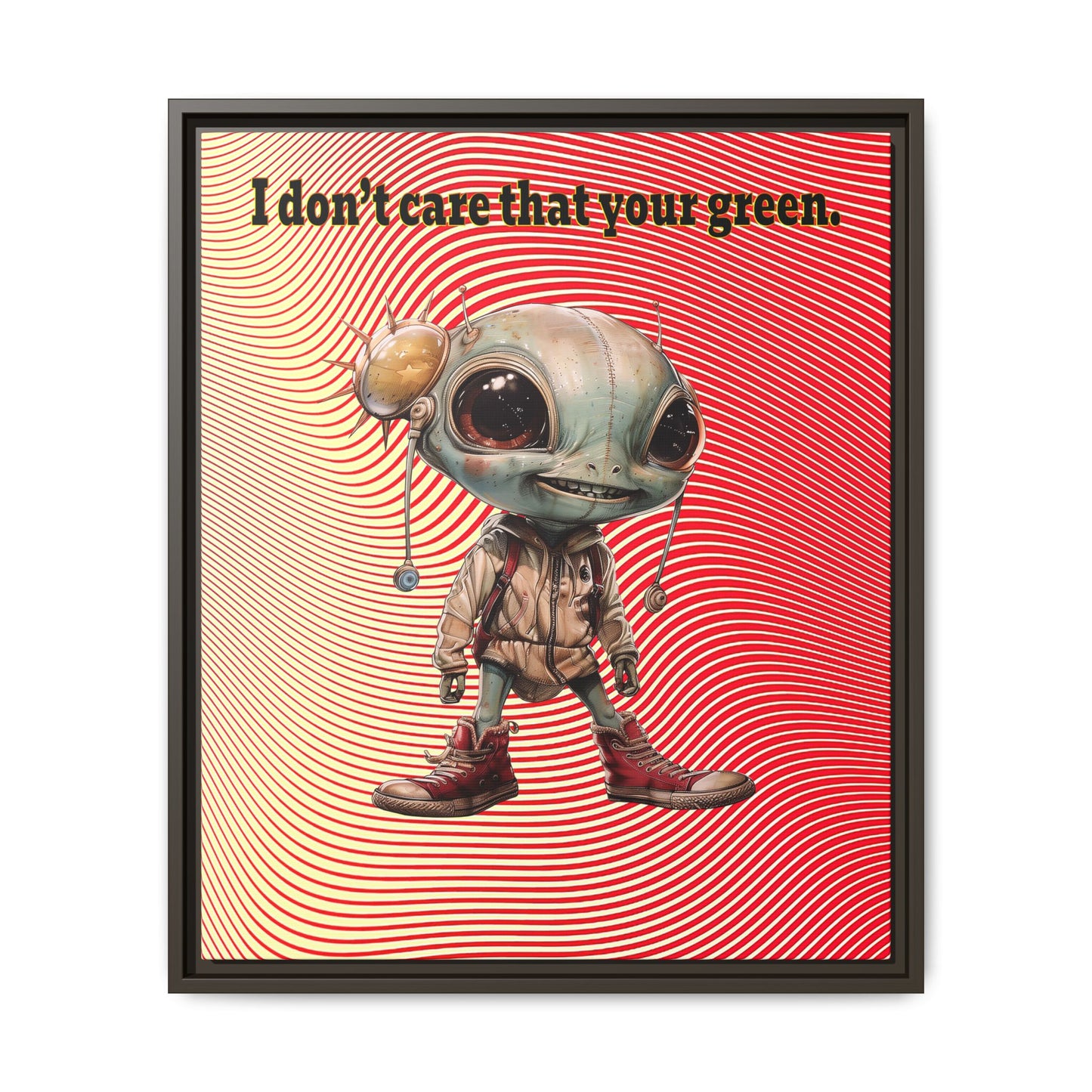 I don't care that your green - framed canvas art (yellow-orange wave)