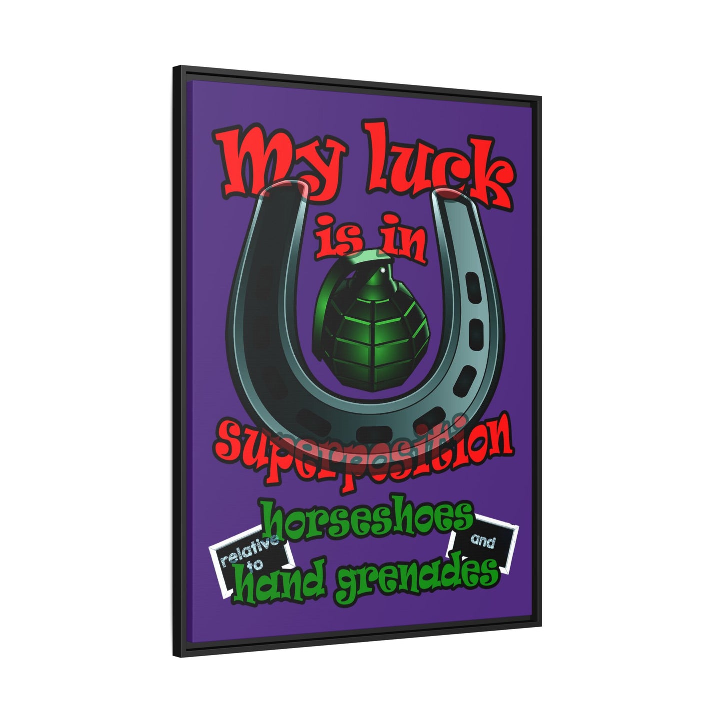 my luck - framed canvas art (purple)