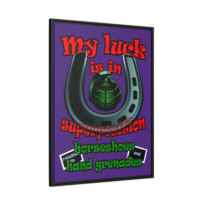 my luck - framed canvas art (purple)