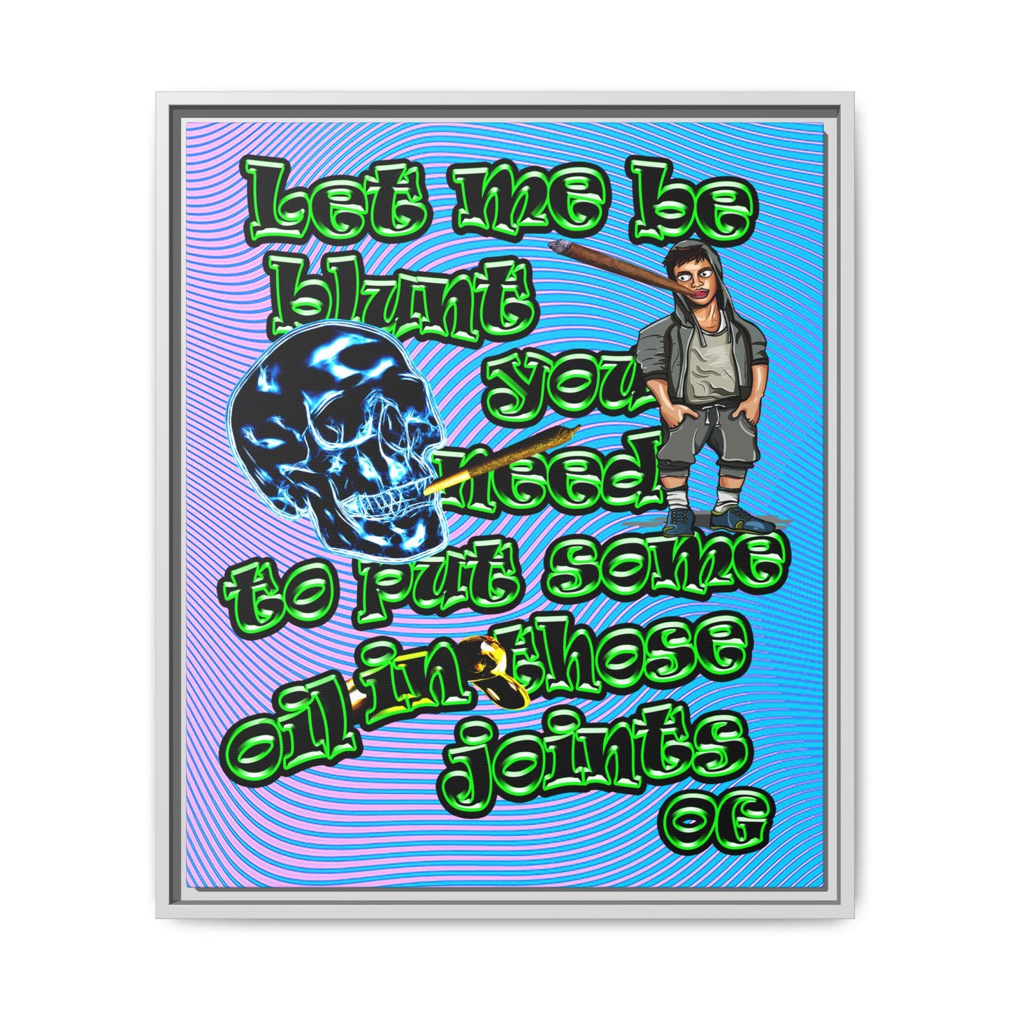 og - framed canvas art (light blue-purple wave)