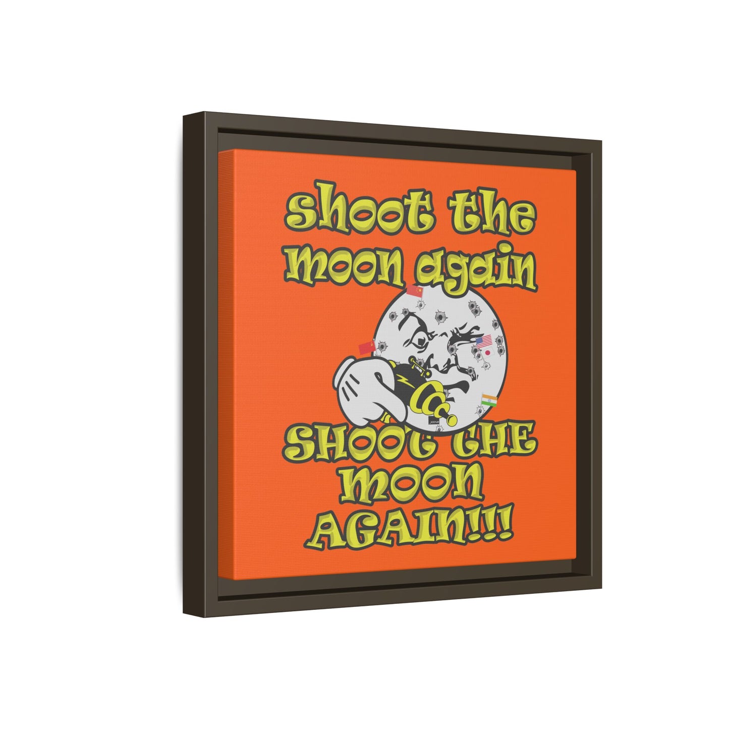 shoot the moon again - framed canvas art (orange)