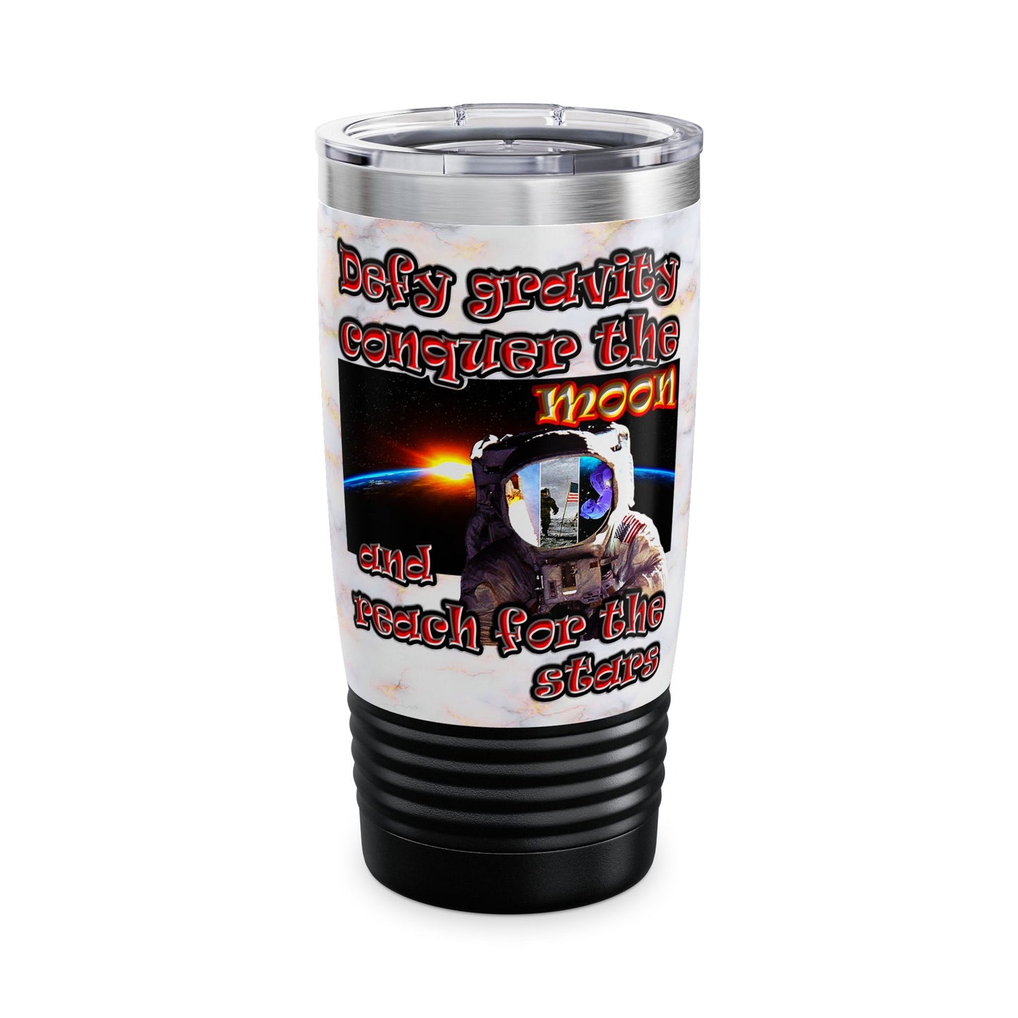 defy conquer reach - Ringneck Tumbler, 20oz (white marble)