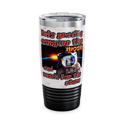 defy conquer reach - Ringneck Tumbler, 20oz (white marble)