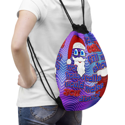 santa's shoes - Drawstring Bag (purple wave)