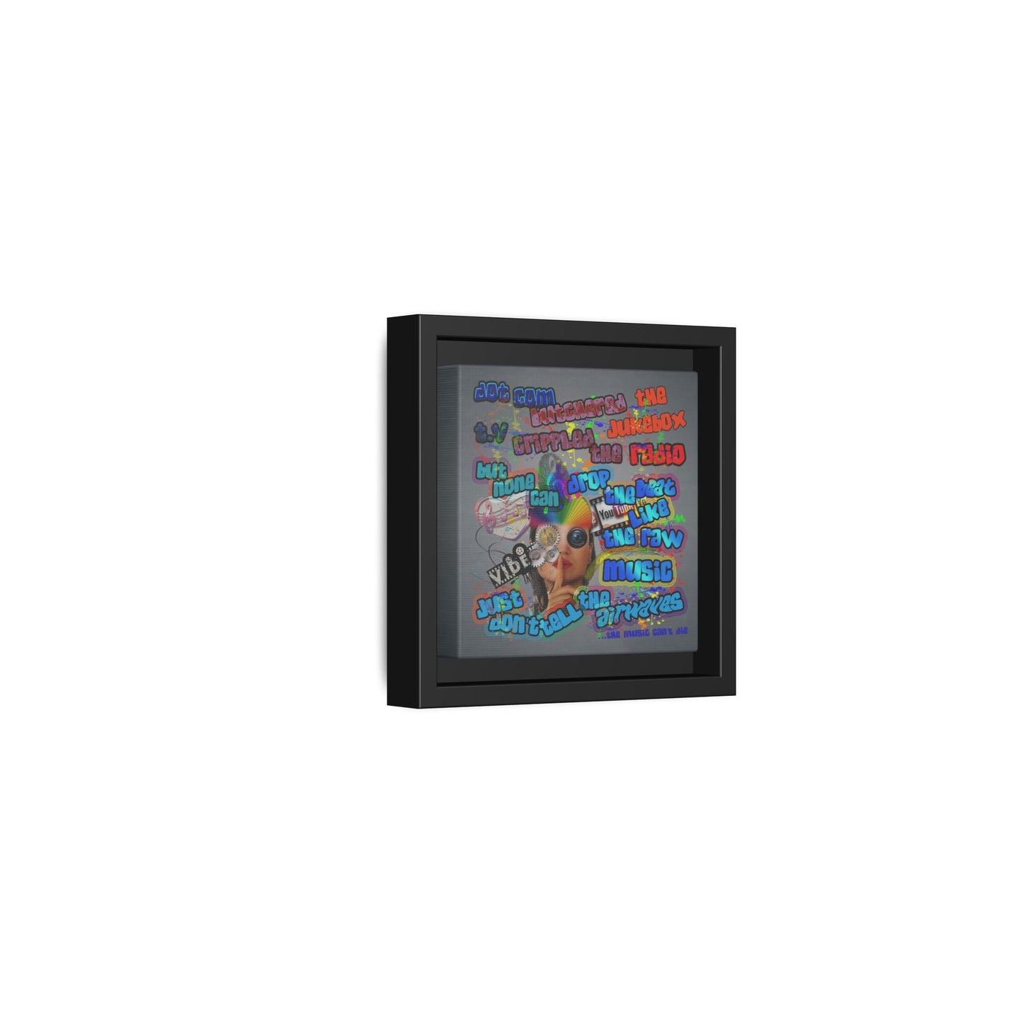 drop the beat - framed canvas art (grey-light grey)
