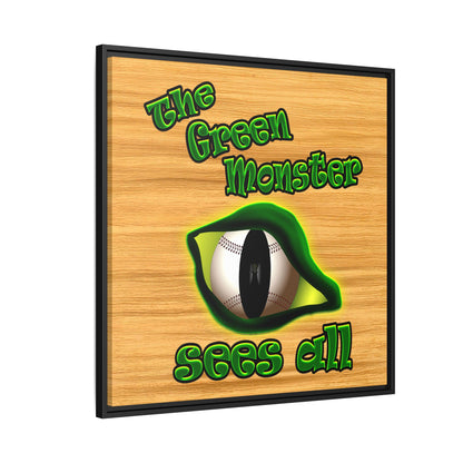 green monster - framed canvas art (butterscotch wood finish)