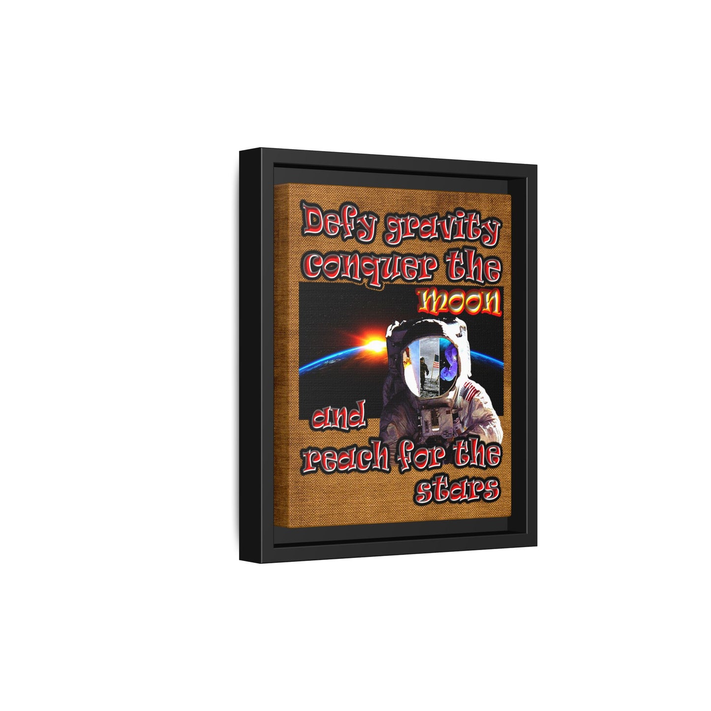 defy conquer reach - framed canvas art (brown papyrus)