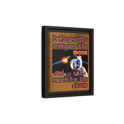 defy conquer reach - framed canvas art (brown papyrus)
