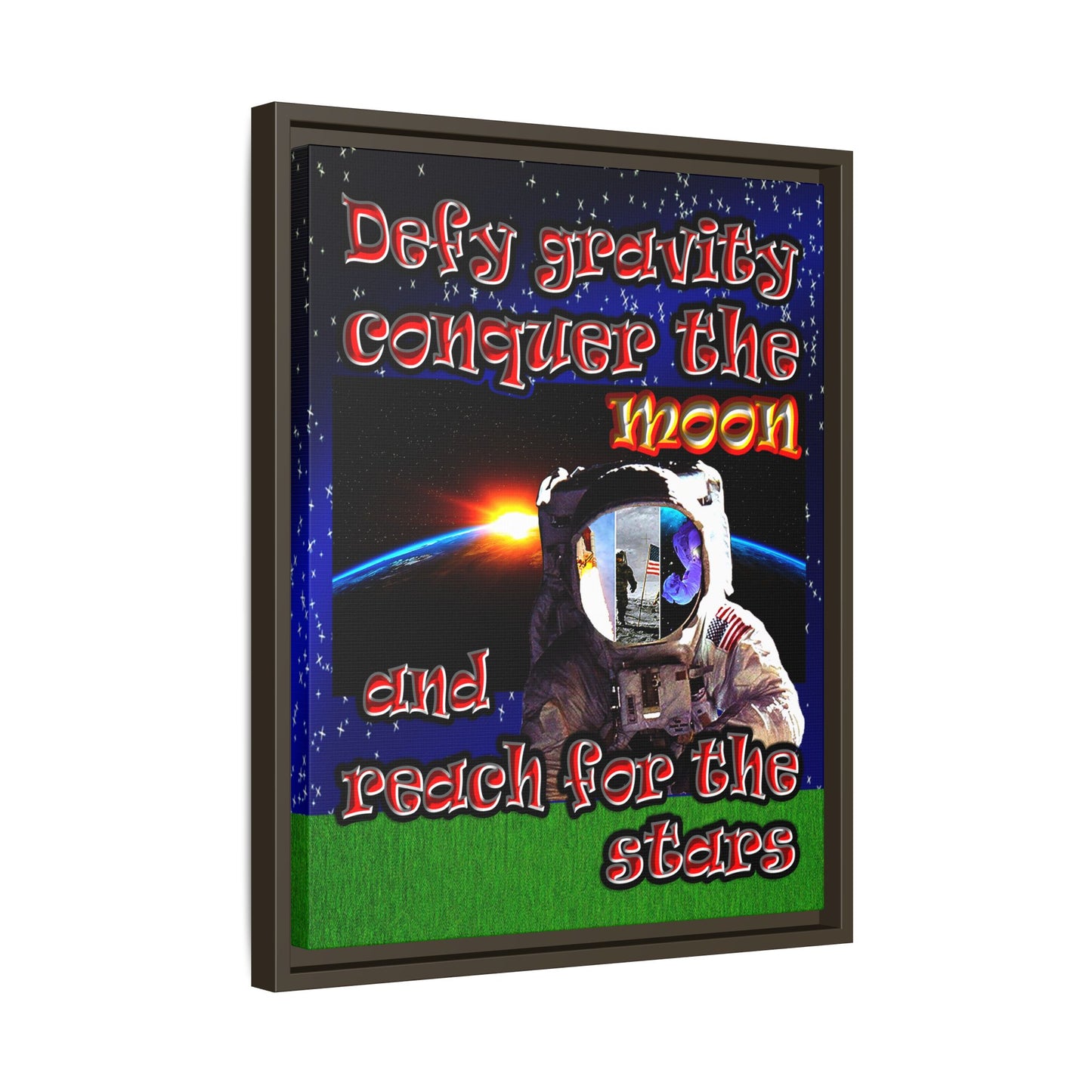defy conquer reach - framed canvas art ('snoops' background)