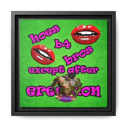 hoes b4 bros - framed canvas art (green turf)