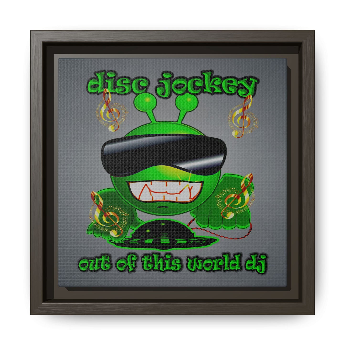 disc jockey - framed canvas art (grey-light grey)