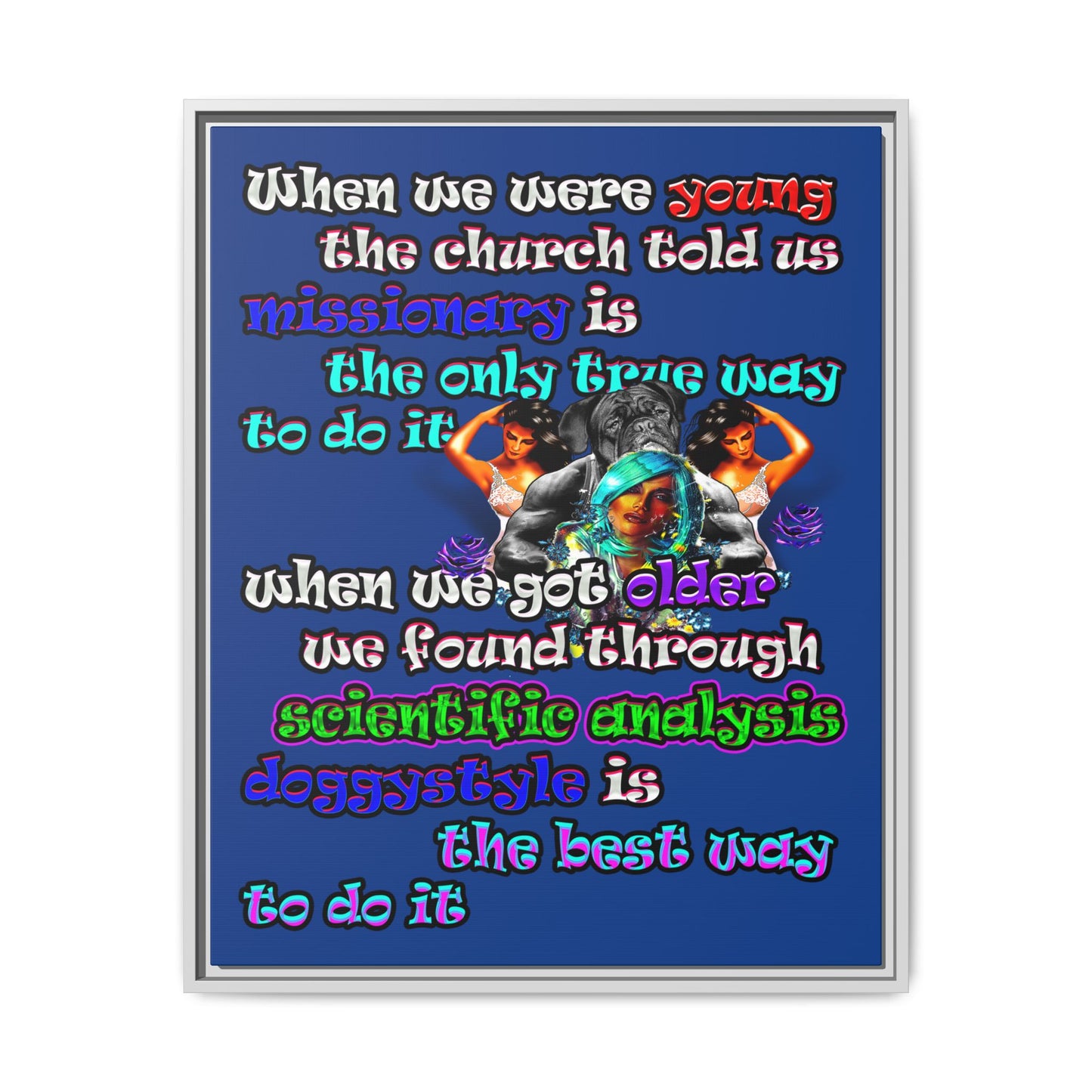 doggystyle - framed canvas art (dark blue)