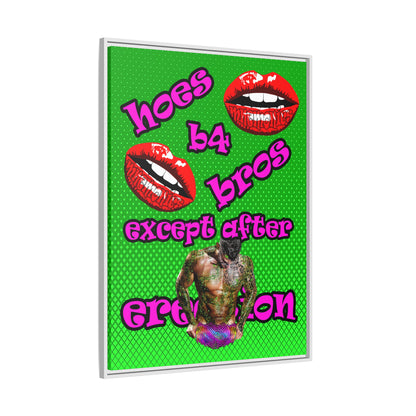 hoes b4 bros - framed canvas art (logo green)
