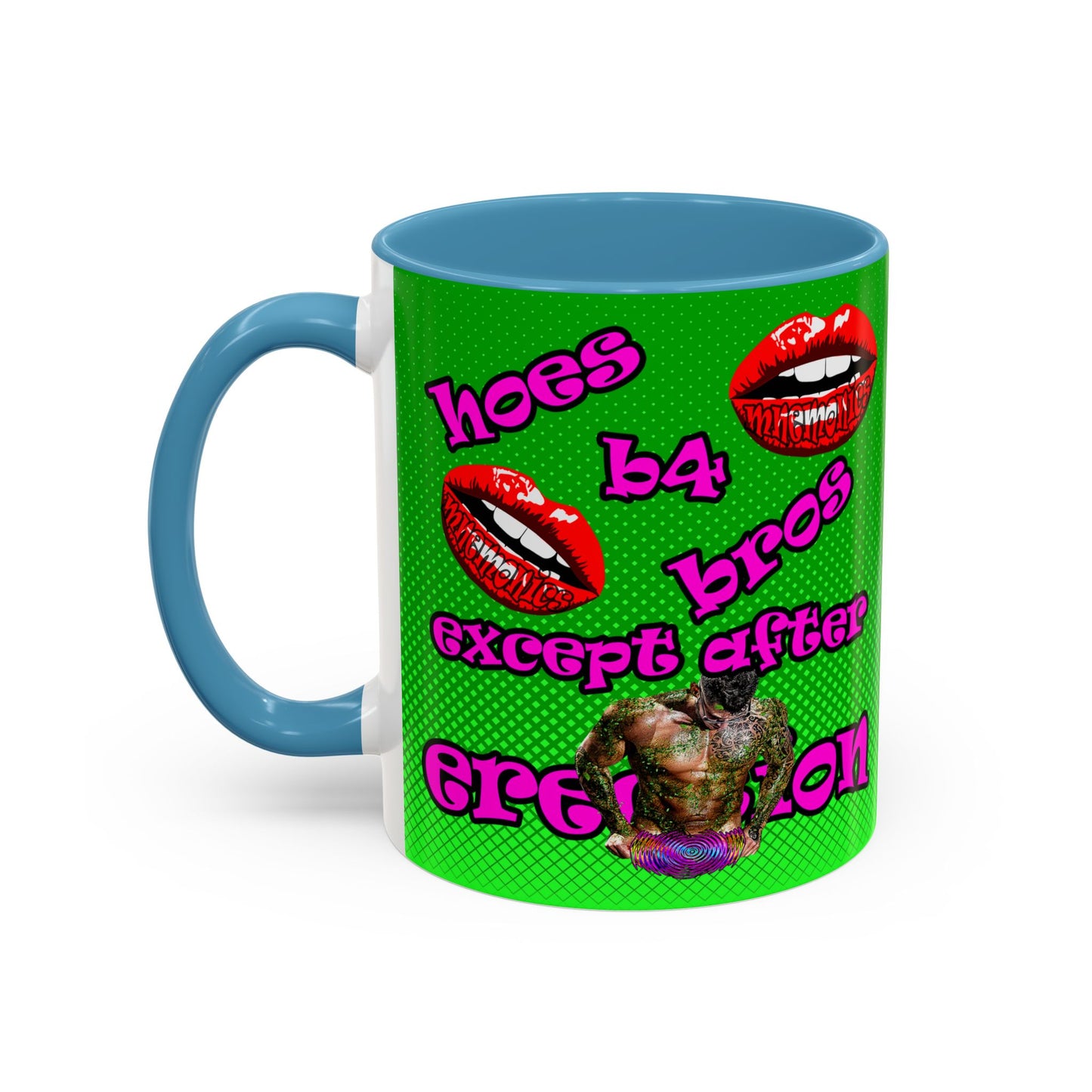 hoes b4 bros - Accent Mug (logo green)