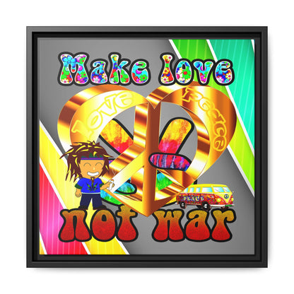 love peace - framed canvas art (rainbow split)