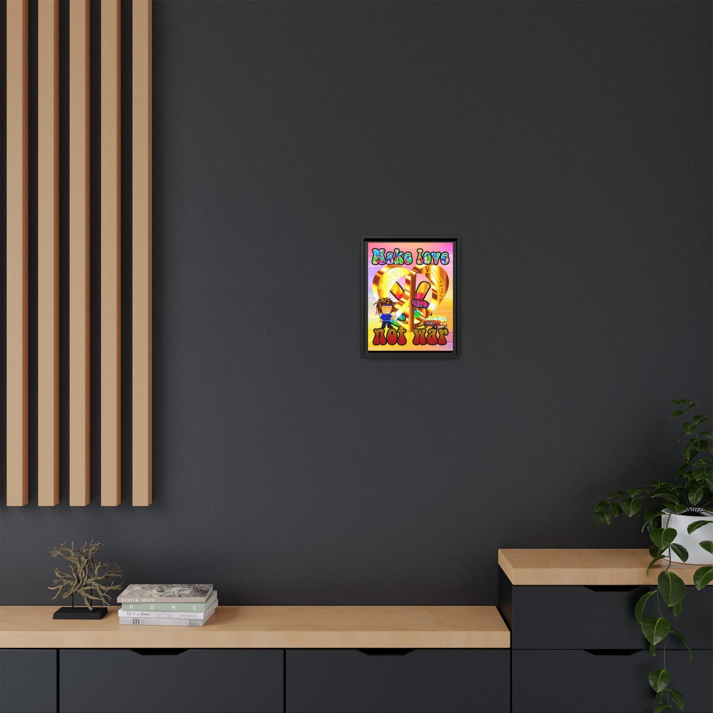 love peace - framed canvas art (color blur)