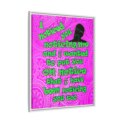 noticed you noticing - framed canvas art (pink swirl)