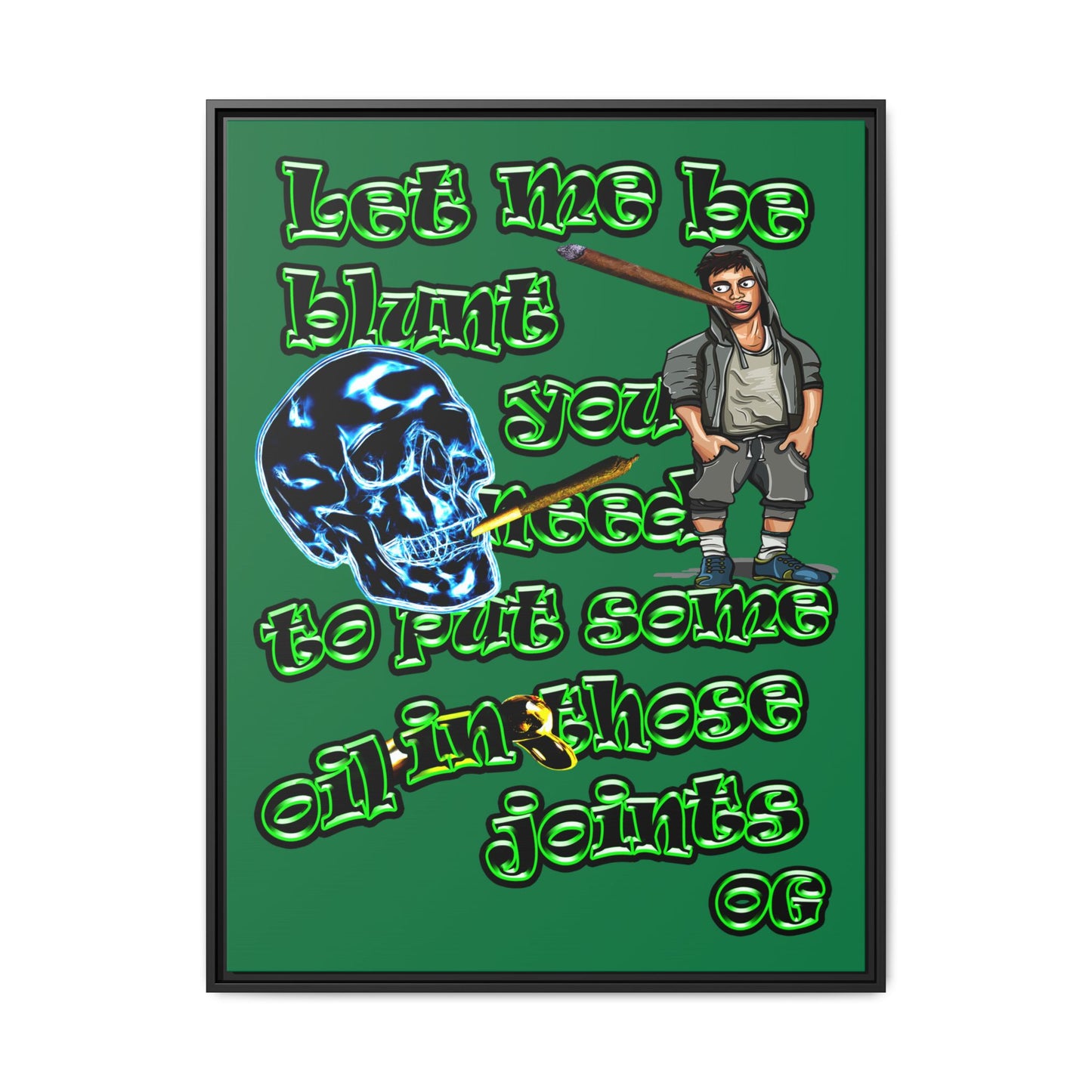 og - framed canvas art (dark green)