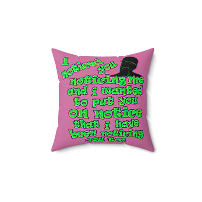 noticed you noticing - Faux Suede Square Pillow - (light pink)