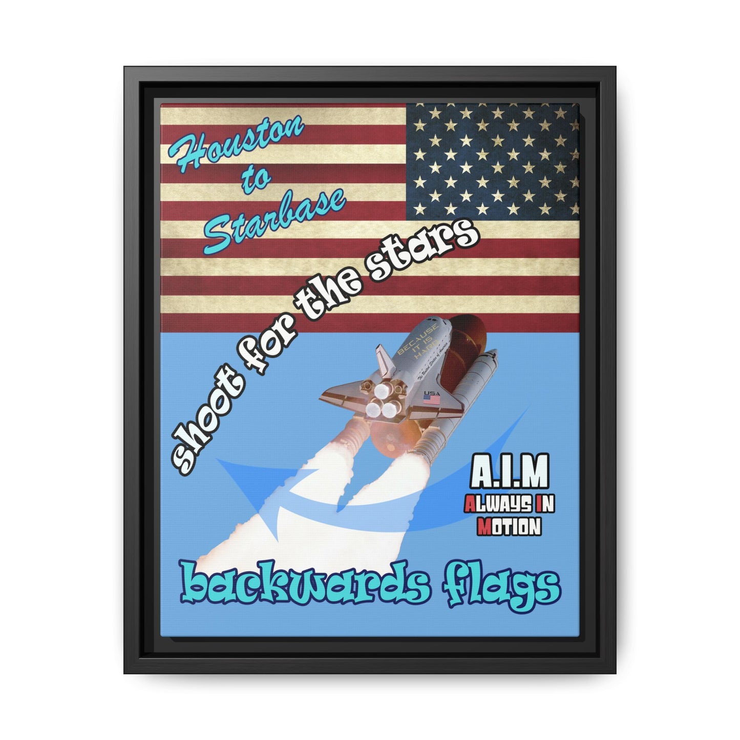 shoot for the stars - framed canvas art (light blue)