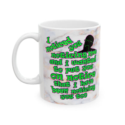 noticed you noticing - White Mug (white marble)