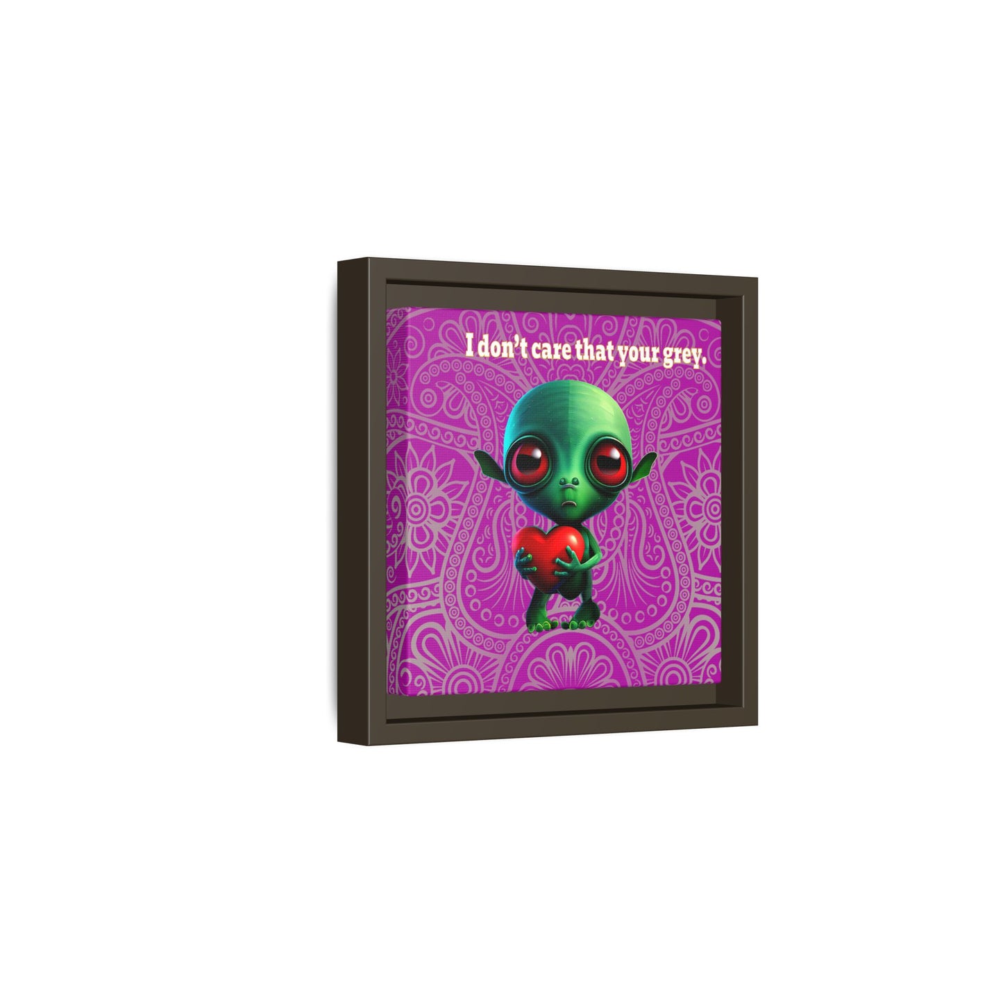 I don't care that your grey - framed canvas art (pink swirl)