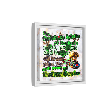 christmas spirits of boston - framed canvas art (white marble)