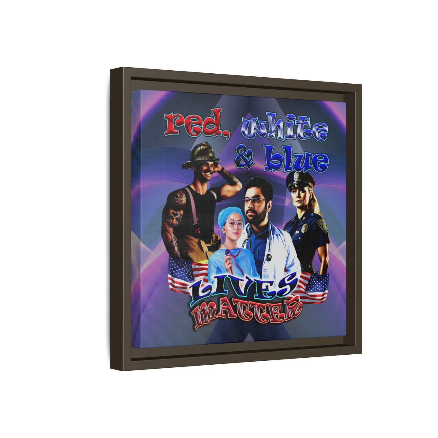 rw&b lives matter - framed canvas art (grey-pink wave)