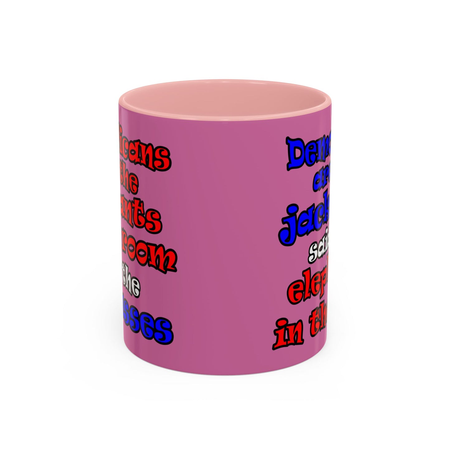 donkeys and elephants - Accent Mug (light pink)