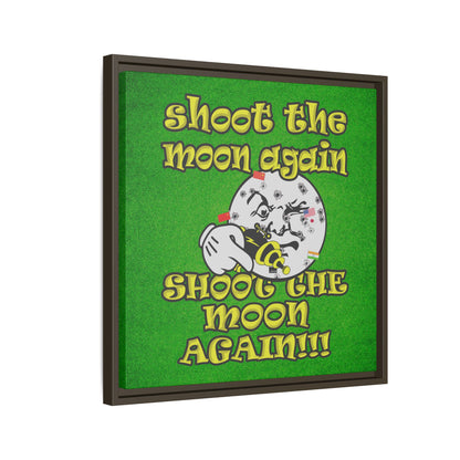 shoot the moon again - framed canvas art (green turf)