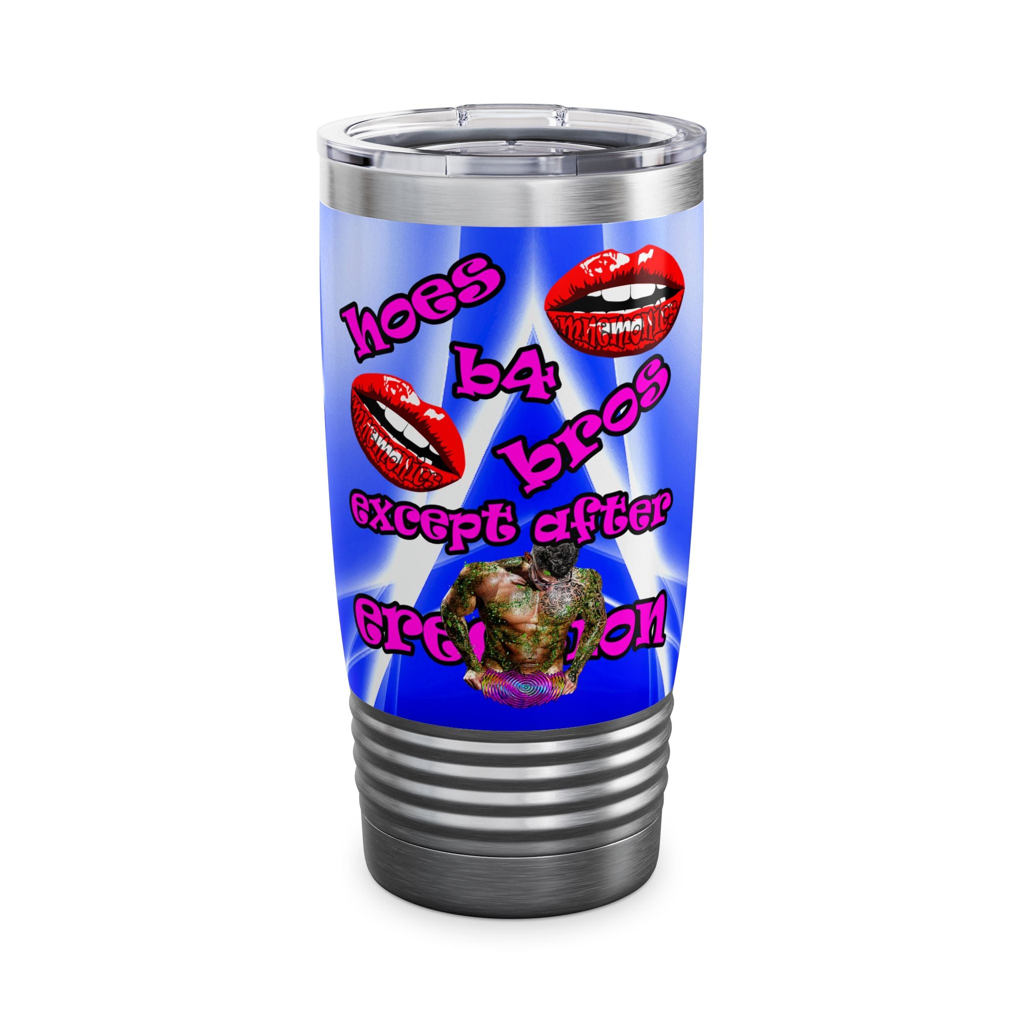 hoes b4 bros - Ringneck Tumbler, 20oz (blue-white wave)