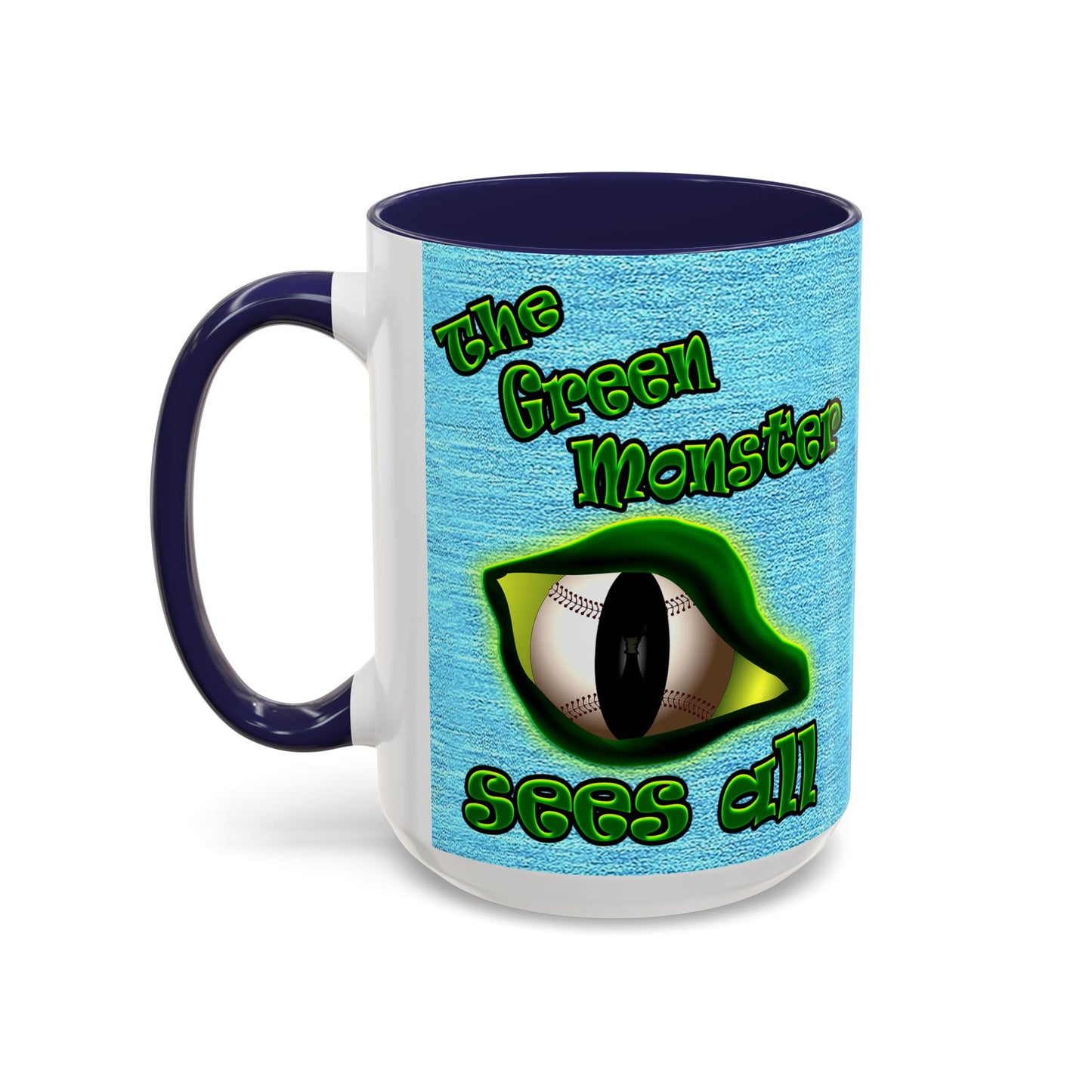 green monster - Accent Mug (faded blue)