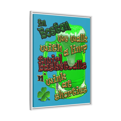 celtics logo - framed canvas art (turquoise)