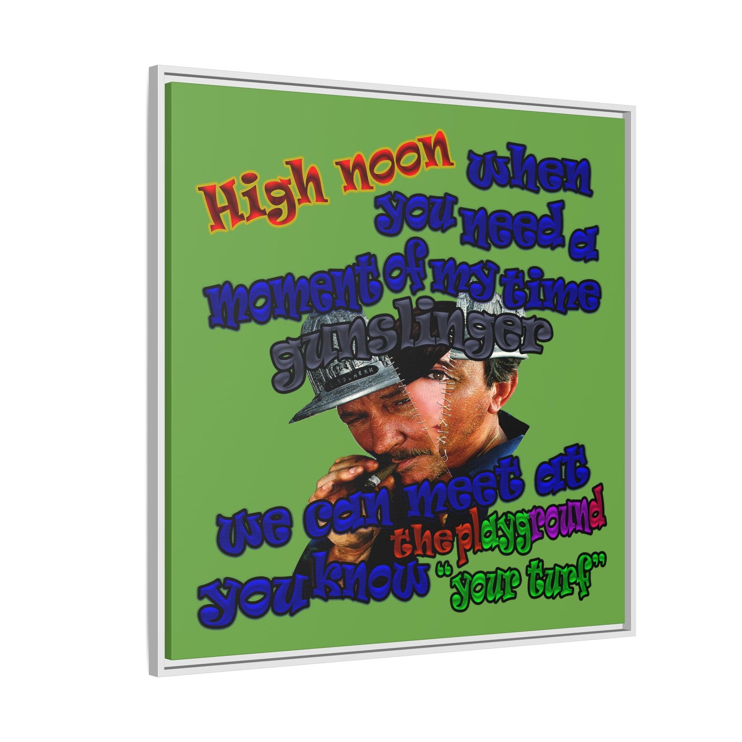 high noon - framed canvas art (green)